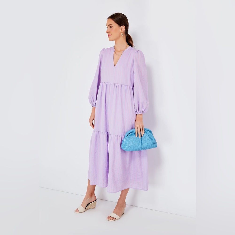 Tuckernuck Pomander Place Lavender Stripe Alora Maxi Dress XS & S